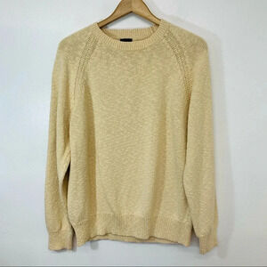 J Crew Cotton Crewneck Sweater Men‎ Large Beige Peach  Long Sleeve Heavyweight